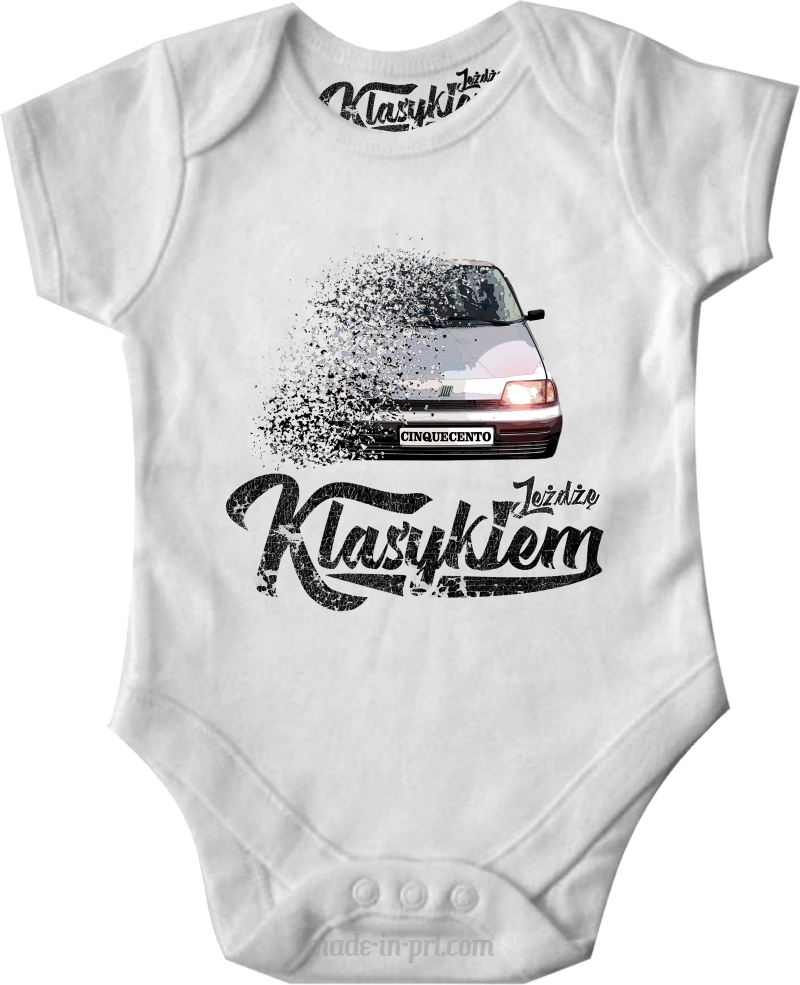 Jeżdżę klasykiem CINQUECENTO - body dziecięce białe