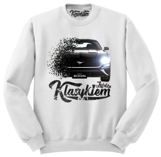 Jeżdżę klasykiem Mustang Ford 2019 GT - bluza męska standard biała