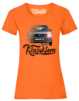 Jeżdżę klasykiem GOLF 2 - top damski pomarańczowy