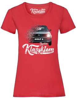 Jeżdżę klasykiem GOLF 2 - top damski czerwony