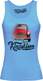 Jeżdżę klasykiem Mini Morris - top damski błękitny