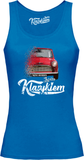 Jeżdżę klasykiem Mini Morris - top damski niebieski