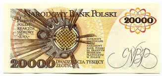 20000zł Maria Skłodowska-Curie - oryginalny pieniądz papierowy PRL losowy numer seryjny 2