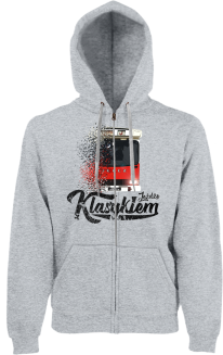 Jeżdżę klasykiem Jelcz Berliet PR110 - bluza męska kaptur na zamek melanżowa