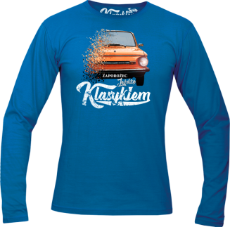Jeżdżę klasykiem Zaporożec - longsleeve męski niebieski