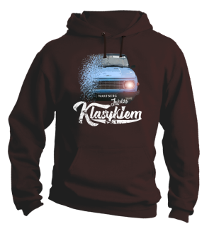 Jeżdżę klasykiem Wartburg - bluza męska z kapturem brązowy