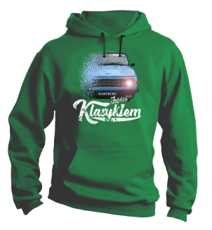 Jeżdżę klasykiem Wartburg - bluza męska z kapturem zielony