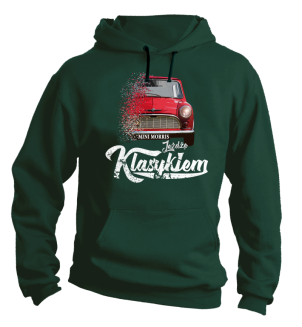 Jeżdżę klasykiem Mini Morris - bluza męska z kapturem butelkowa