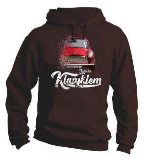 Jeżdżę klasykiem Mini Morris - bluza męska z kapturem brązowa