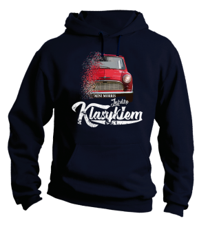 Jeżdżę klasykiem Mini Morris - bluza męska z kapturem granatowa