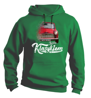 Jeżdżę klasykiem Mini Morris - bluza męska z kapturem zielona