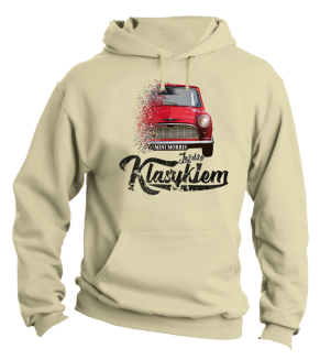 Jeżdżę klasykiem Mini Morris - bluza męska z kapturem beżowa