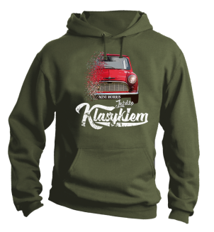 Jeżdżę klasykiem Mini Morris - bluza męska z kapturem khaki