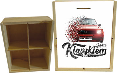 Jeżdżę klasykiem OPEL Kadett - skrzynka drewniana 4 przegródki