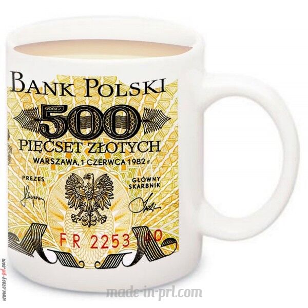 KUBEK Z BANKNOTEM 500 ZŁ TADEUSZ KOŚCIUSZKO PRL 1982 POLSKA