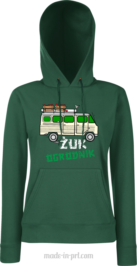 Żuk Ogrodnik Wektor - bluza damska z kapturem butelkowa