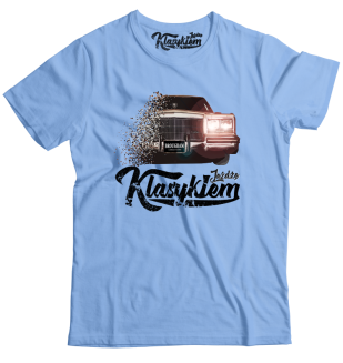 Jeżdżę klasykiem Cadillac Classic Brougham - koszulka męska błękitna