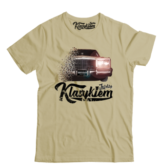 Jeżdżę klasykiem Cadillac Classic Brougham - koszulka męska beżowa