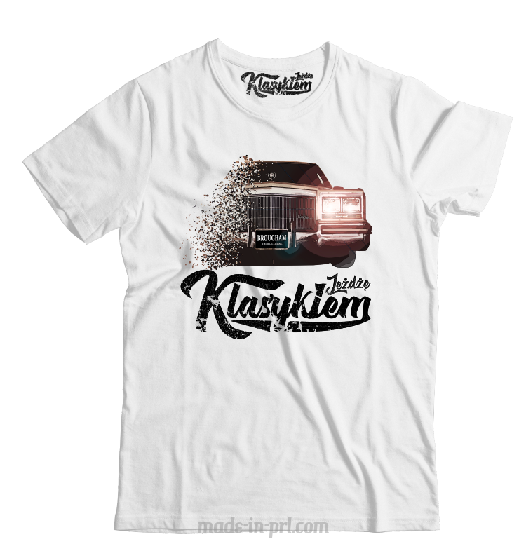 Jeżdżę klasykiem Cadillac Classic Brougham - koszulka męska biała