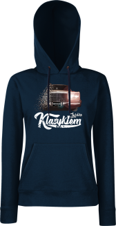 Jeżdżę klasykiem Cadillac Classic Brougham - bluza damska z kapturem granatowa
