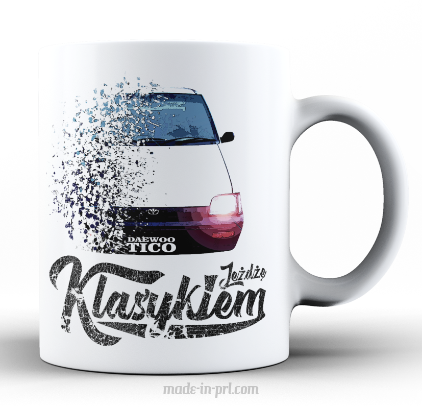 Jeżdżę Klasykiem DAEWOO Tico - kubek biały ceramiczny 330ml