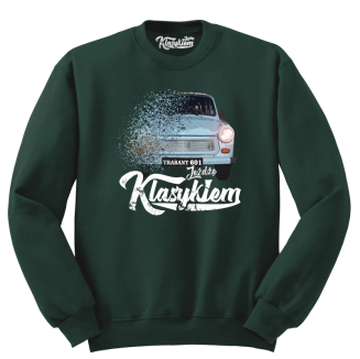 Ciemno zielona bluza męska z nadrukiem TRABANT 601