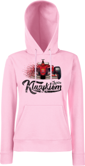 Jeżdżę klasykiem Formuła 1 - bluza damska z kapturem różowa