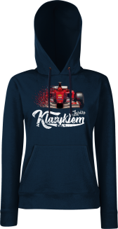 Jeżdżę klasykiem Formuła 1 - bluza damska z kapturem granatowa