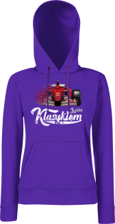 Jeżdżę klasykiem Formuła 1 - bluza damska z kapturem fioletowa