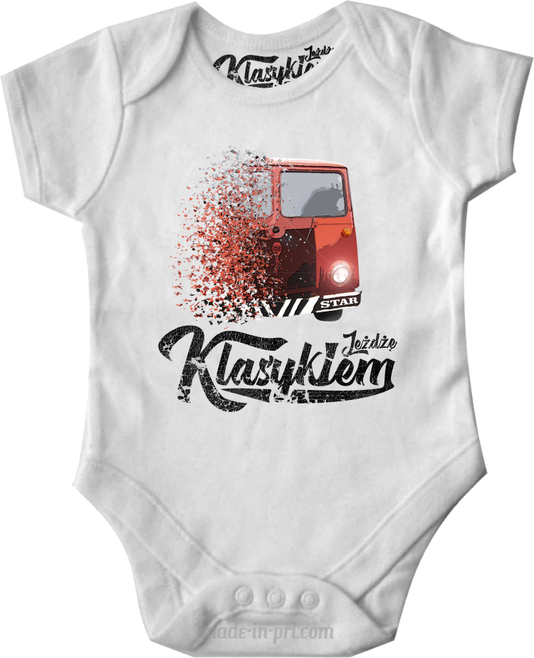 Jeżdżę Klasykiem Star Auto - body dziecięce  białe