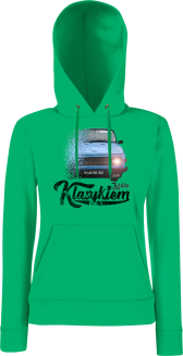 Jeżdżę klasykiem Wartburg - bluza damska z kapturem zielona