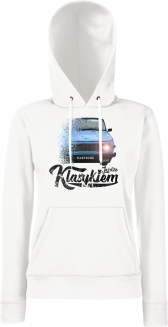 Jeżdżę klasykiem Wartburg - bluza damska z kapturem biała