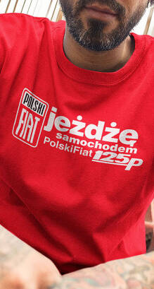 Jeżdżę samochodem Polski Fiat 125p -  koszulka męska 