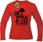 Dej dwóch a jo to zrobia - longsleeve męski czerwony