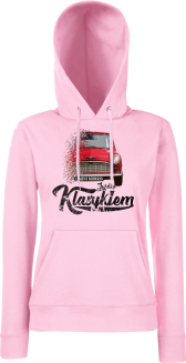 Jeżdżę klasykiem Mini Morris - bluza damska z kapturem różowa