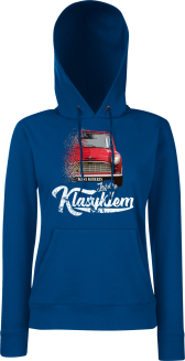 Jeżdżę klasykiem Mini Morris - bluza damska z kapturem niebieska
