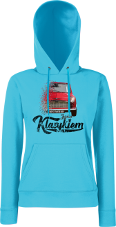 Jeżdżę klasykiem Mini Morris - bluza damska z kapturem azure blue