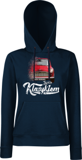 Jeżdżę klasykiem Mini Morris - bluza damska z kapturem granatowa