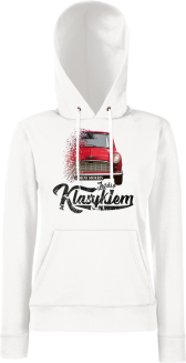 Jeżdżę klasykiem Mini Morris - bluza damska z kapturem biała