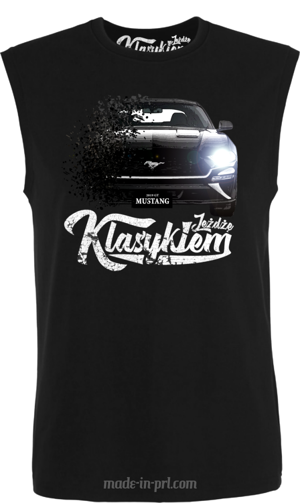 Jeżdżę klasykiem Mustang Ford 2019 GT - top męski bezrękawnik czarny