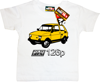 Fiat 126p Maluch- koszulka dla dzieciaka biała