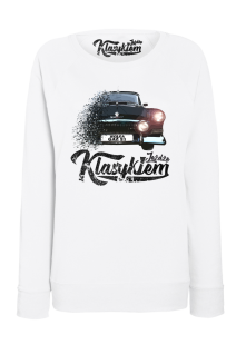 Jeżdżę klasykiem Wołga GAZ 21 - bluza damska standard biała