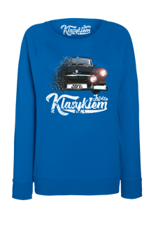Jeżdżę klasykiem Wołga GAZ 21 - bluza damska standard niebieska