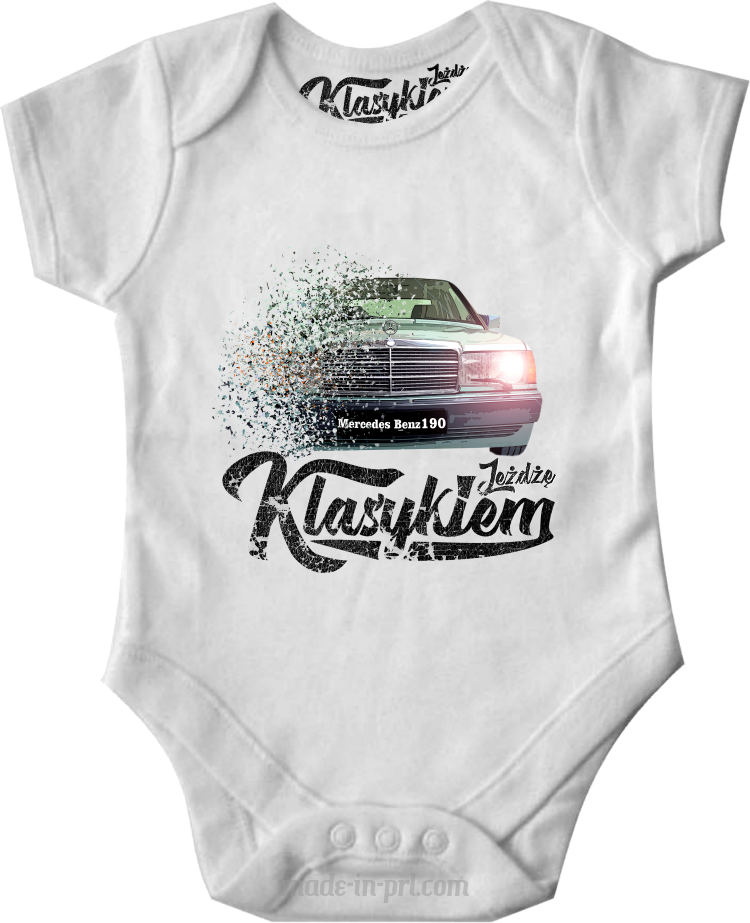 Jeżdżę klasykiem Mercedes Benz 190 - body dziecięce białe
