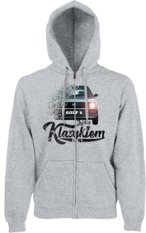 Jeżdzę klasykiem GOLF 2 - bluza męska kaptur na zamek melanż 
