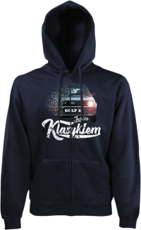 Jeżdzę klasykiem GOLF 2 - bluza męska kaptur na zamek granatowa