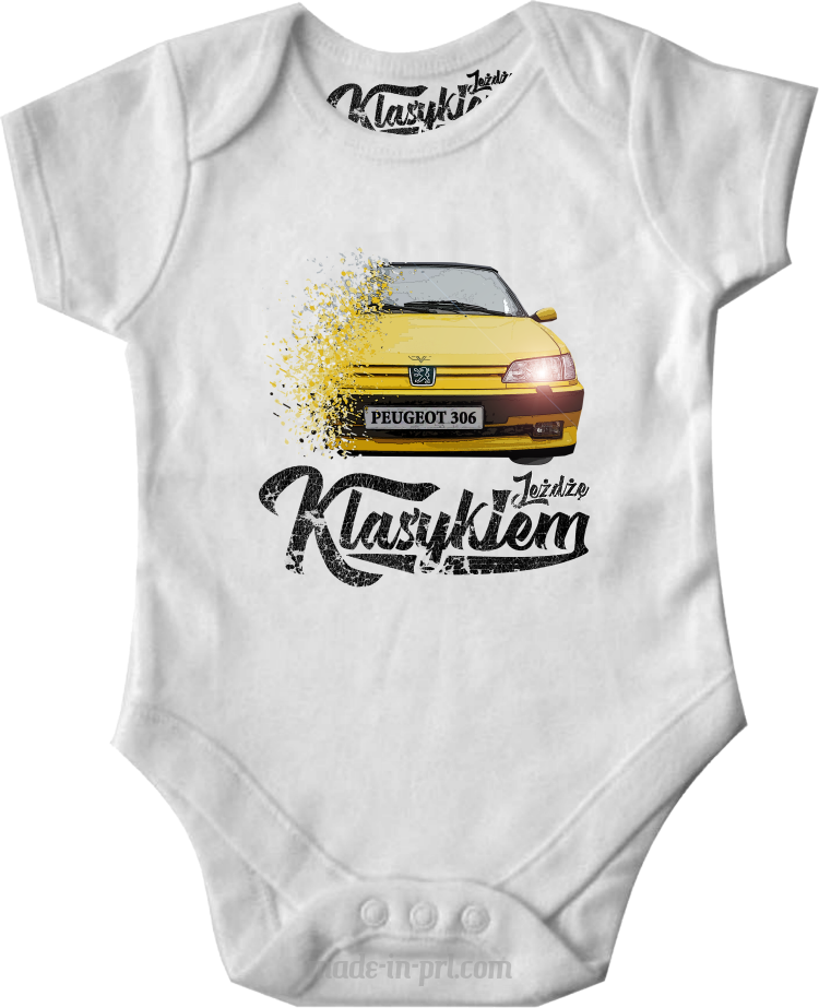 Jeżdżę Klasykiem Peugeot 306 - body dziecięce białe