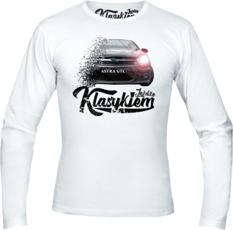 Jeżdżę Klasykiem OPEL Astra GTC - longsleeve męski biały