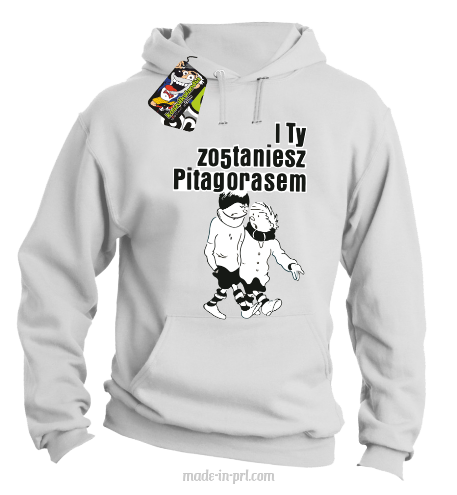 I ty zostaniesz Pitagorasem - bluza z kapturem męska biała