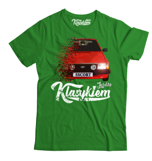 Jeżdżę klasykiem Ford Escort Stary - koszulka męska zielona